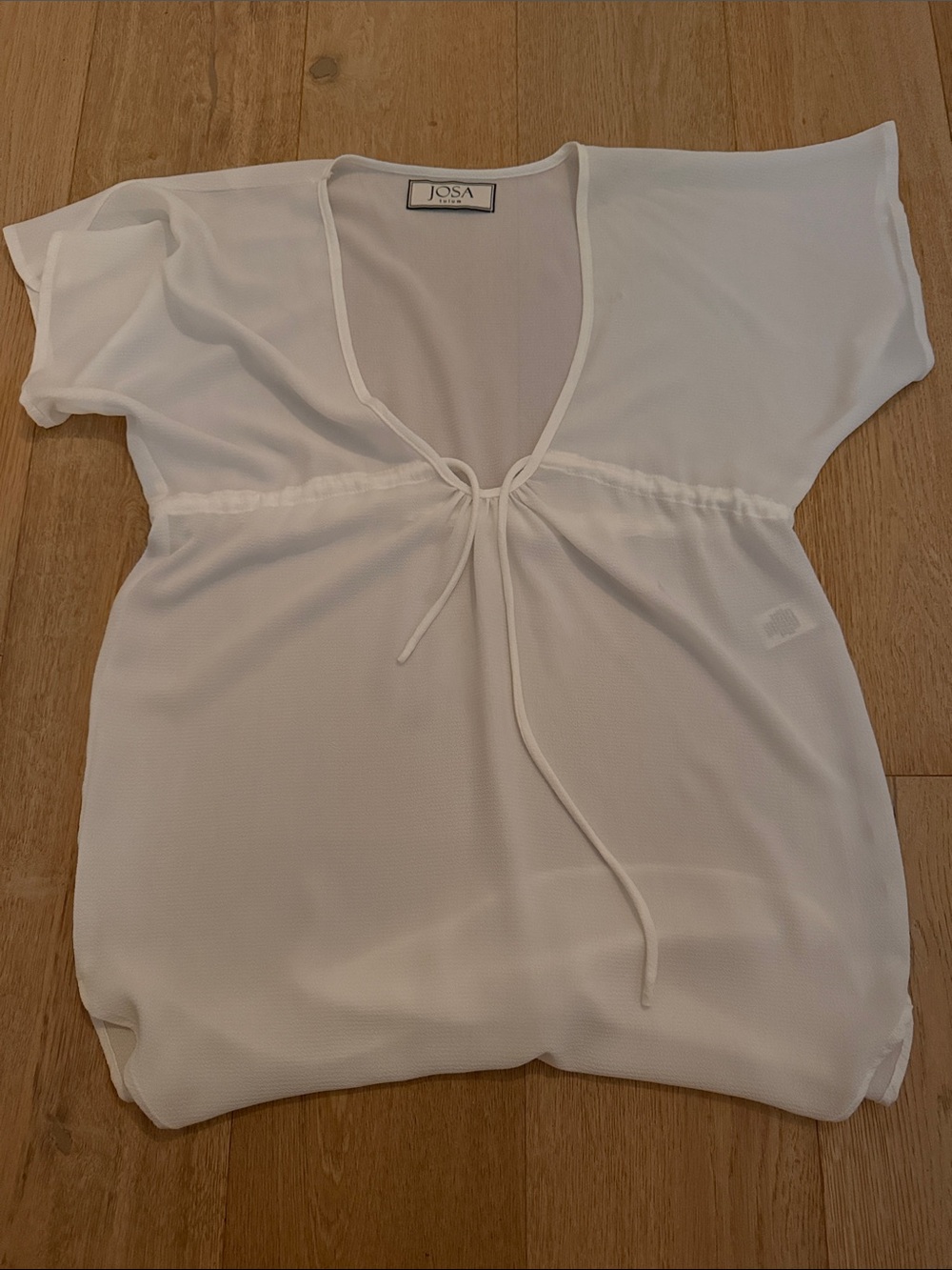 JOSA White Sheer Tie-Front Cover-Up